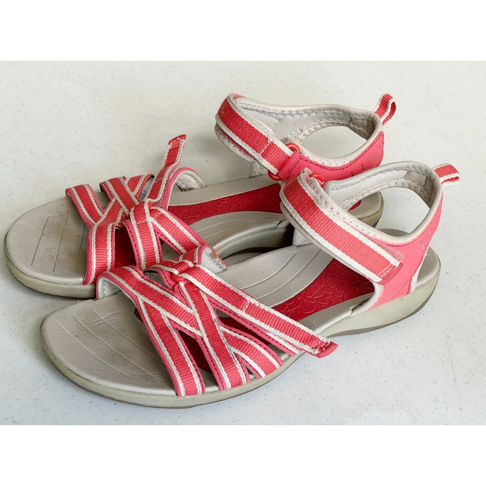 Croft & Barrow Size 8 Coral Salmon Sandals Adjustable Strap Beach Vacation - Picture 2 of 7